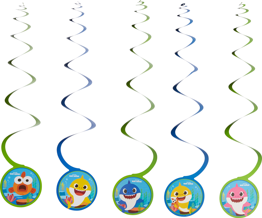 Baby Shark Hanging Swirl Birthday Party Decorations 12 pc