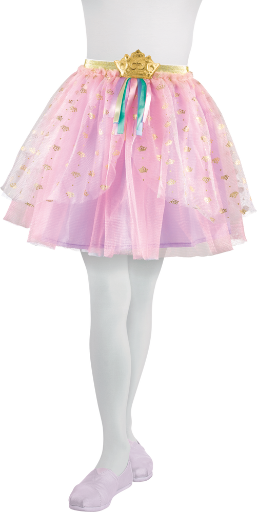 Kids' Disney Princess Once Upon A Time Fairytale Crown Tutu Tulle Skirt, Pink/Gold, One Size