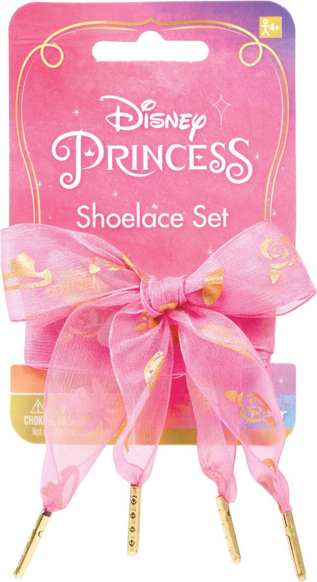 Disney Once Upon a Time Shoe Laces, Pink Front_Flat