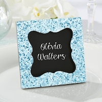 Chalkboard Blue Glitter Photo Frame Place Card Holder Front_Angled_Right