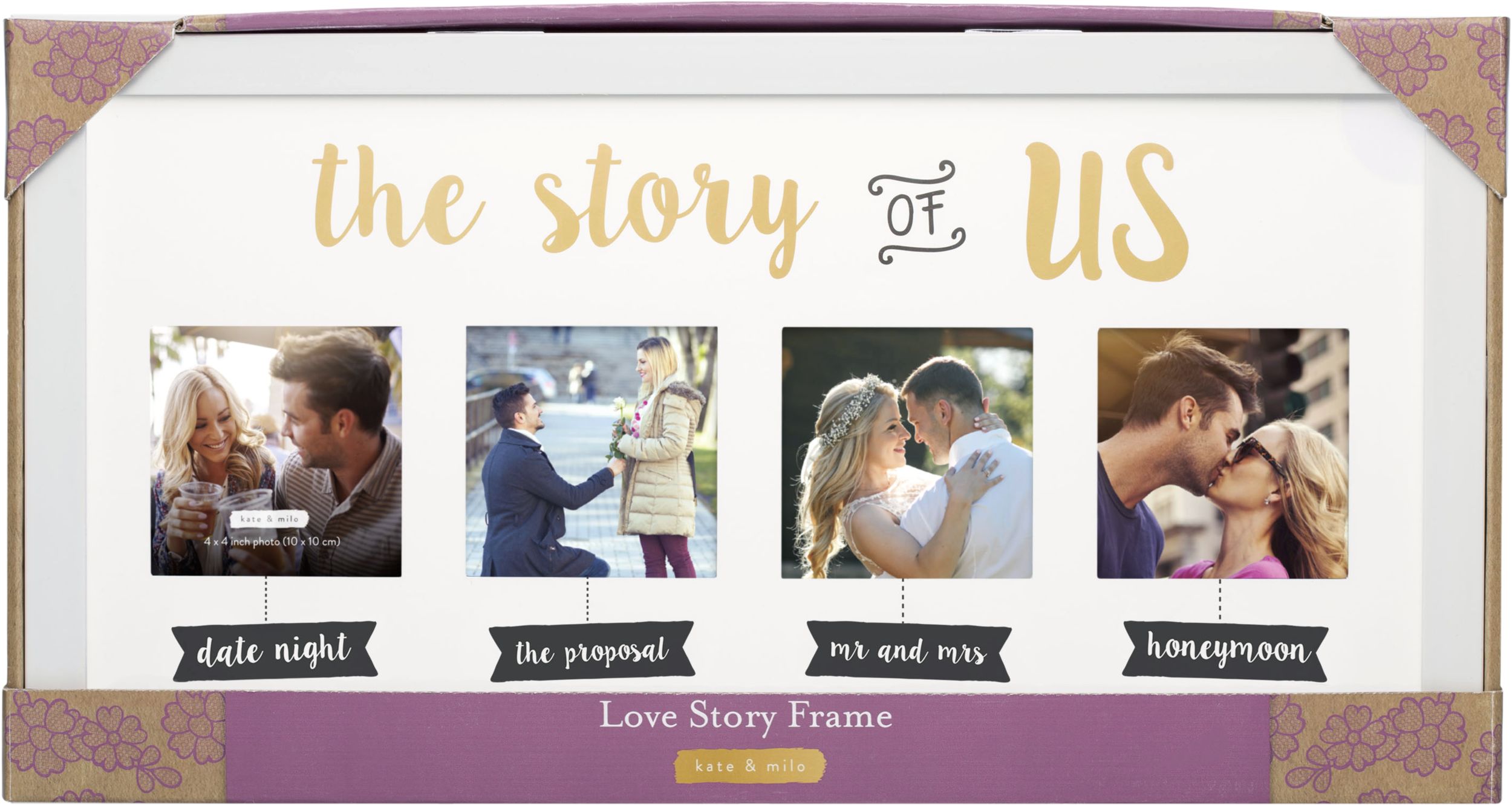 "The Story of Us" Picture Frame Decoration, White, 22.5-in, for Wedding Front_Flat