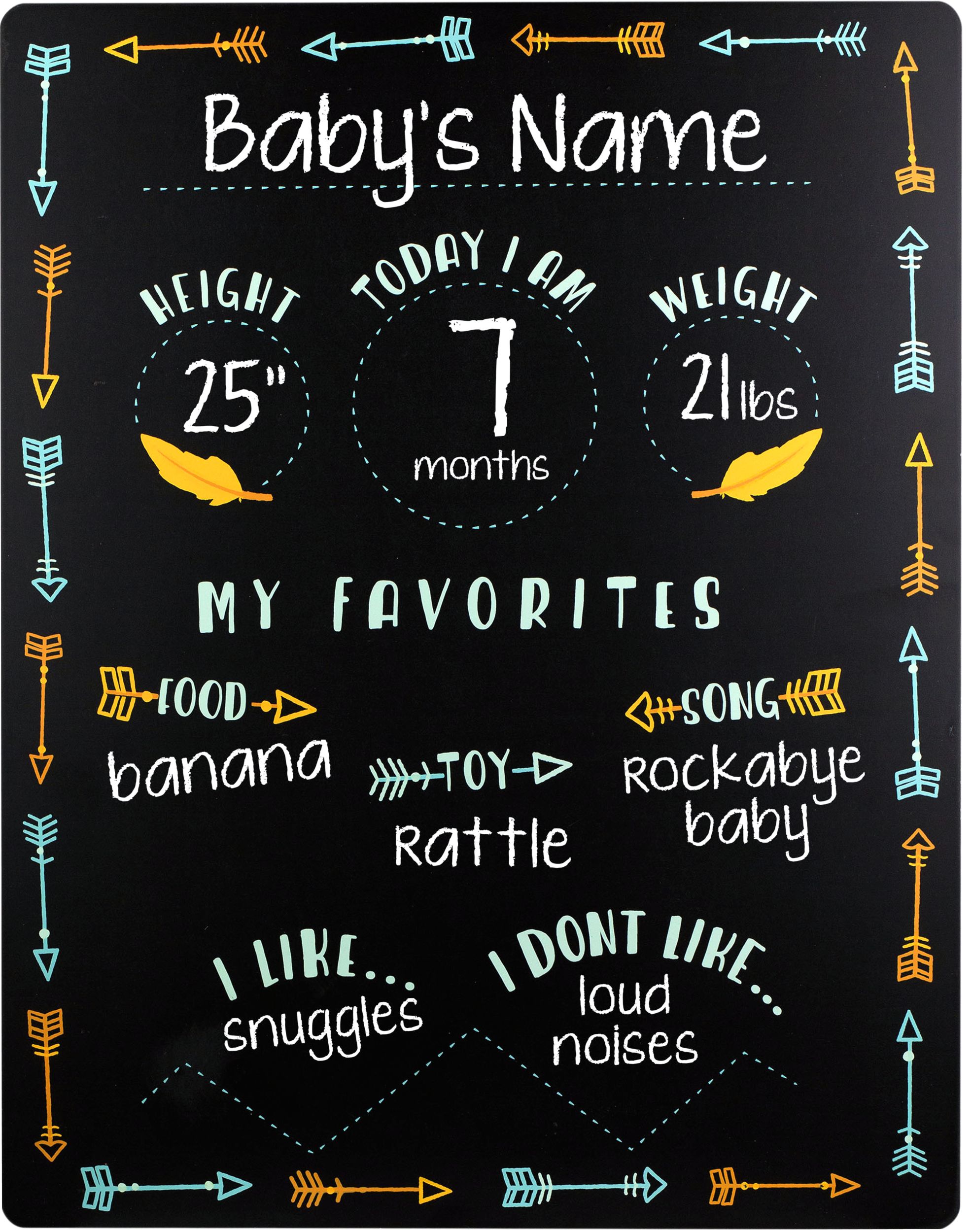 Baby Milestones Chalkboard Sign with Arrows Front_Flat