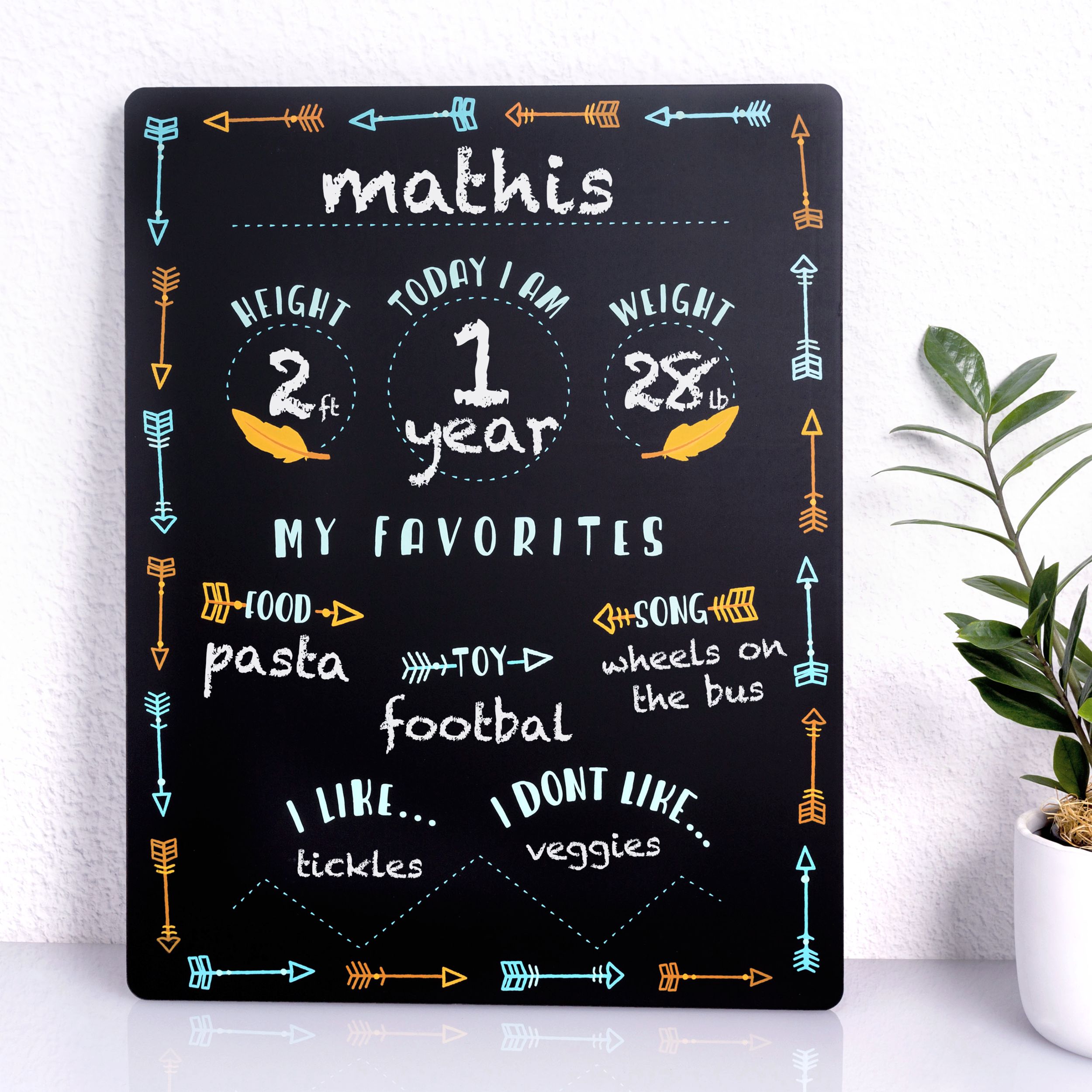 Baby Milestones Chalkboard Sign with Arrows Front_Flat