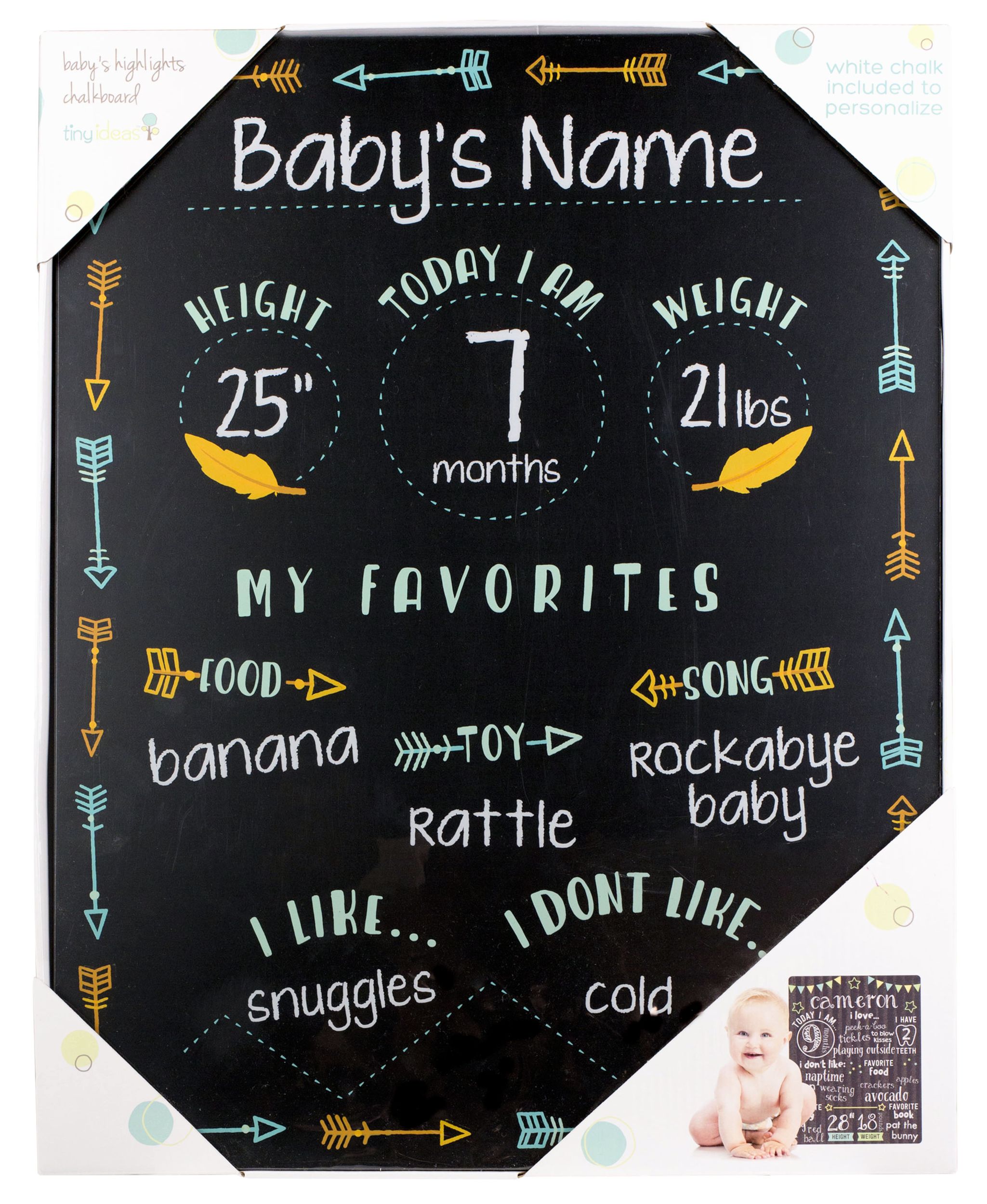 Baby Milestones Chalkboard Sign with Arrows Front_Flat