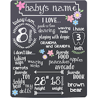 Baby Milestones Chalkboard Sign with Flowers Front_Flat