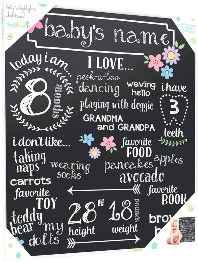 Baby Milestones Chalkboard Sign with Flowers Canadian Tire