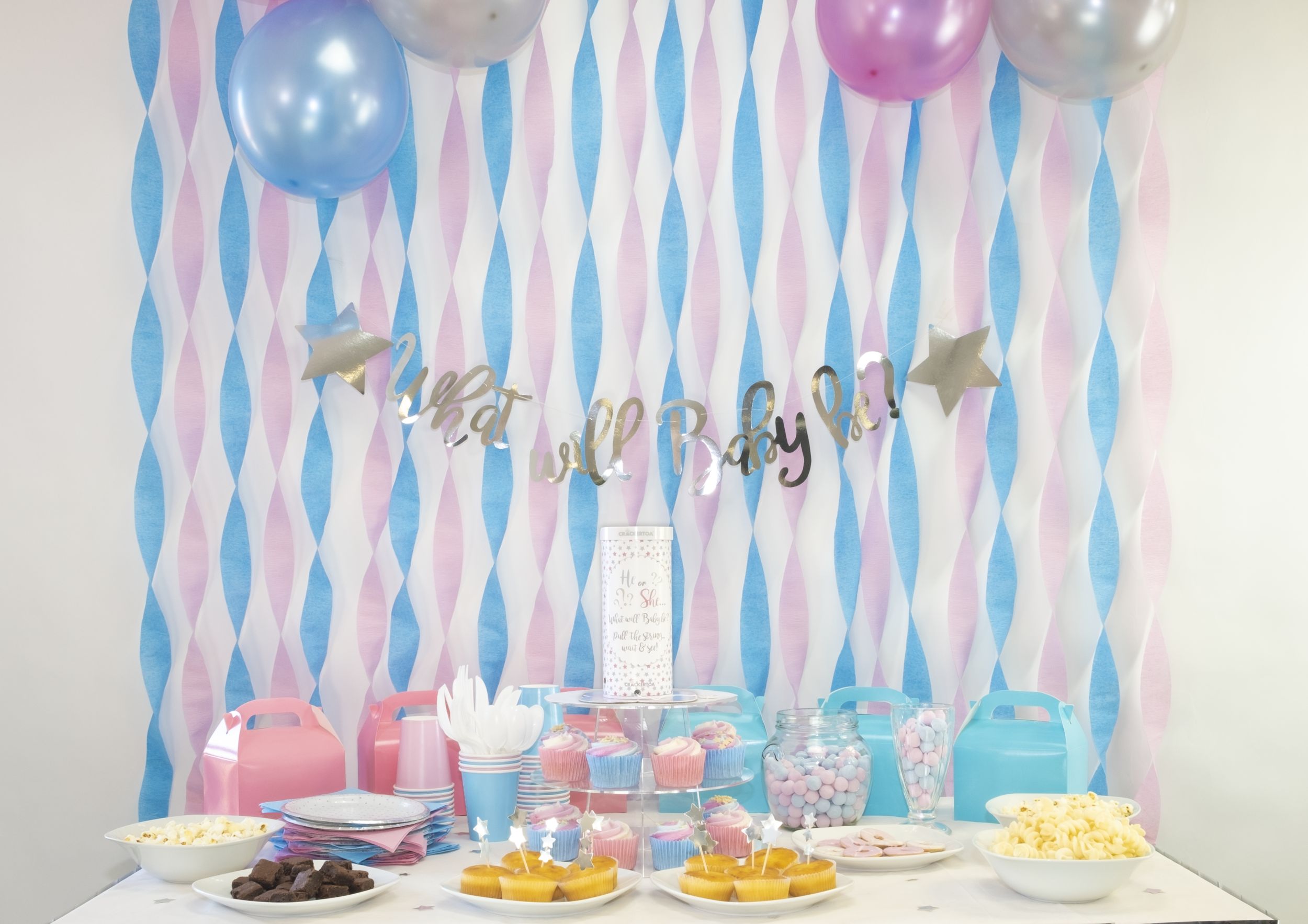 Pink Star Crackertoa® Gender Reveal Table Popper™ Front_Flat