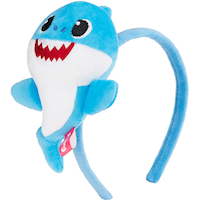 Baby Shark Singing Plush Headband, Blue/White, One Size, Wearable Accessory for Birthdays Front_Angled_Left