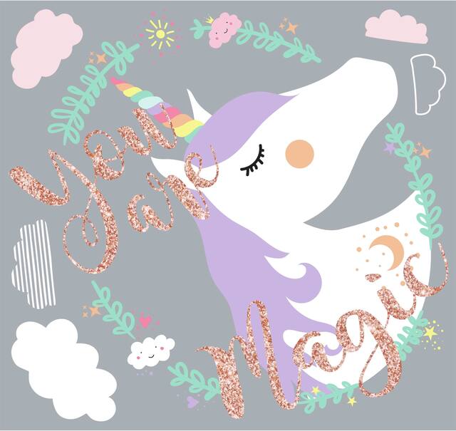 Magical Unicorn Giant Wall Decal Front_Angled_Right