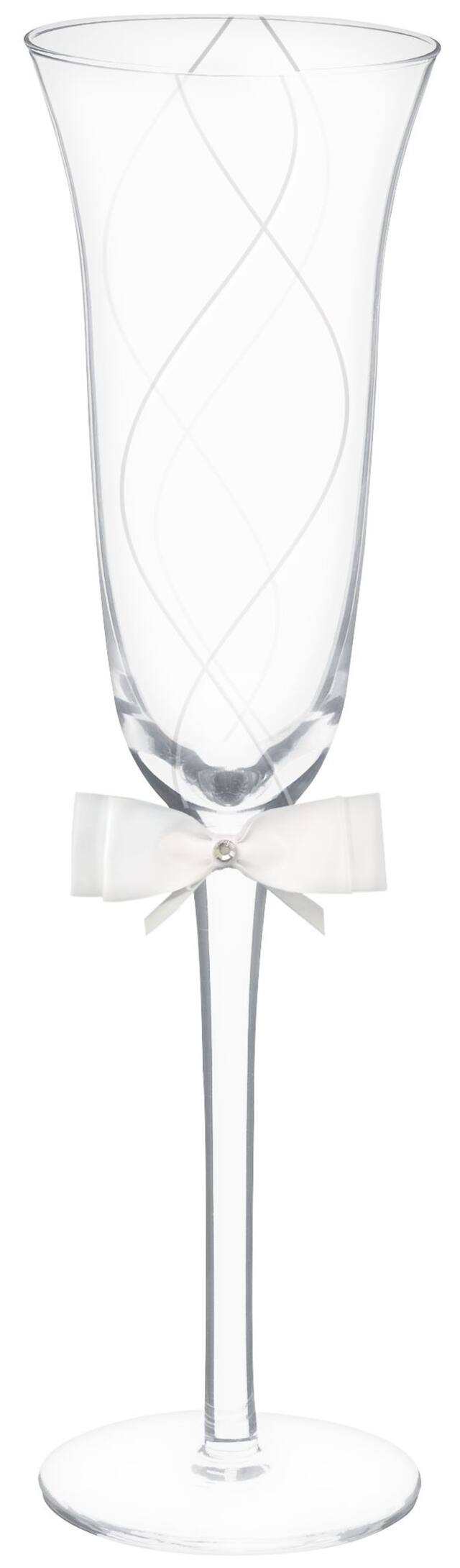 Swirl Toasting Glass with White Bow, 2-pk Front_Flat
