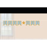 "Baby Boy" Clothespin Hanging Garland Banner Decoration, Blue/Gold, 9-in, for Baby Shower Front_Flat