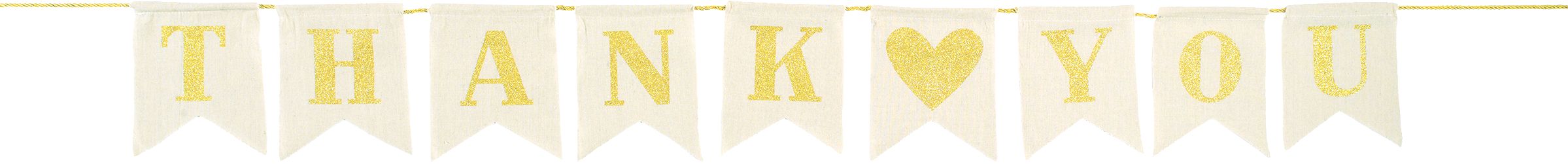 "Thank You" Pennant Hanging Garland Banner Decoration, Gold, 11.25-in, for Graduation/Teacher Front_Flat