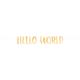 Blue Metallic Gold Hello World Baby Banner Kit Front_Flat