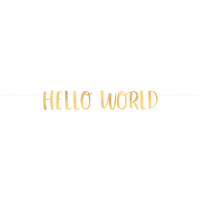Blue Metallic Gold Hello World Baby Banner Kit Front_Flat