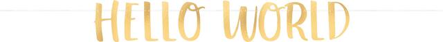 Blue Metallic Gold Hello World Baby Banner Kit Front_Flat