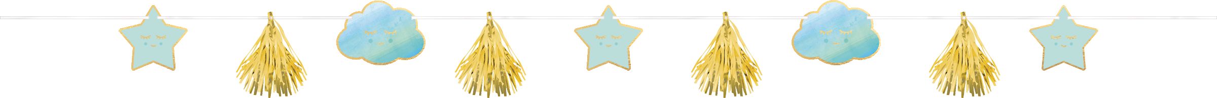 Blue Metallic Gold Hello World Baby Banner Kit Front_Flat