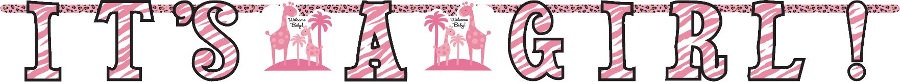 Pink Safari Baby Shower Letter Banners, 2-pcs Front_Flat