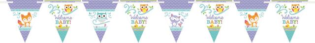 Banderole à fanions Fête pour bébé Woodland Front_Flat
