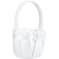 Sequin Flower Girl Basket, White, One Size, for Wedding Front_Angled_Right