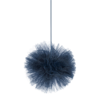 Tissue Pom Pom Hanging Sign Decorations, Navy, 9-in, 3-pk, for Graduation Front_Flat