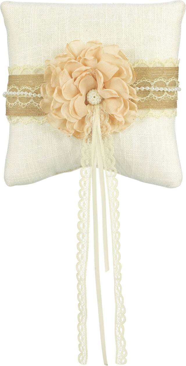 Rustic Ring Bearer Pillow, Tan, One Size, for Wedding Front_Flat