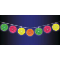 Black Light Neon Paper Fan Garland Front_Flat