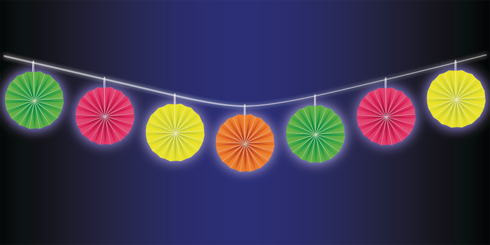 Black Light Neon Paper Fan Garland Party City
