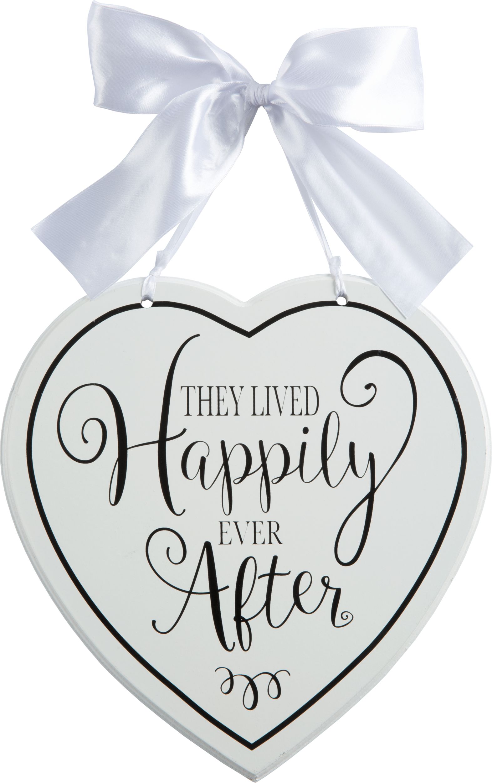 White Heart Here Comes the Bride Sign Front_Flat