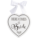 White Heart Here Comes the Bride Sign Front_Flat