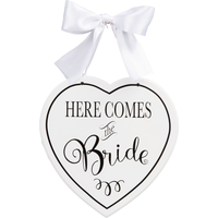 White Heart Here Comes the Bride Sign Front_Flat