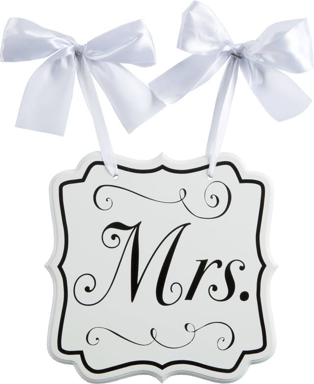 Affiche de chaise de mariage, Mrs, blanc Front_Flat
