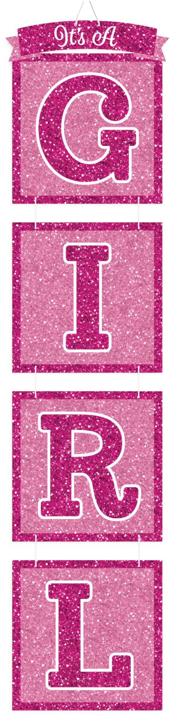 Glitter It's a Girl Stacked Sign Front_Flat