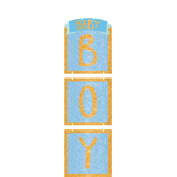 "Baby Boy" Stacked Hanging Sign Decoration, Blue, 36-in, for Baby Shower/Gender Reveal Front_Flat
