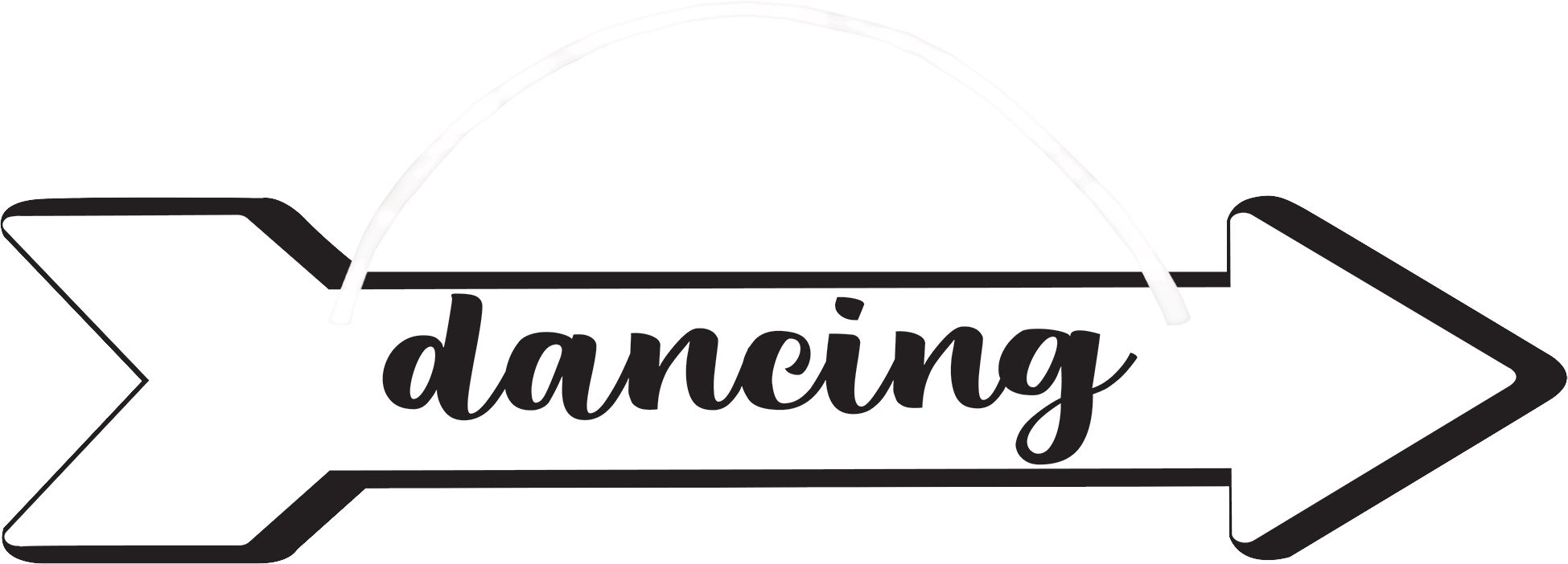 "Dancing" Arrow Hanging Sign Decorations, Black/White, 29-in, 6-pk, for Wedding/Birthday/Graduation Front_Flat