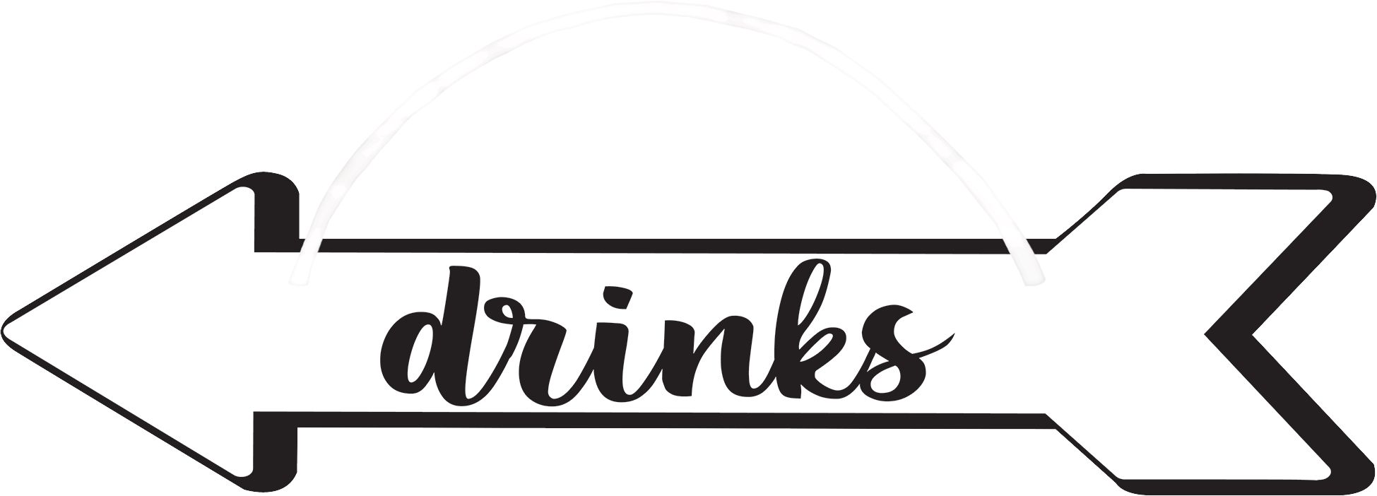 "Dancing" Arrow Hanging Sign Decorations, Black/White, 29-in, 6-pk, for Wedding/Birthday/Graduation Front_Flat