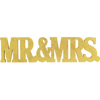 "Mr & Mrs" Standing Block Sign Table Centerpiece Decoration, Gold, 22-in, for Engagement/Wedding Front_Flat