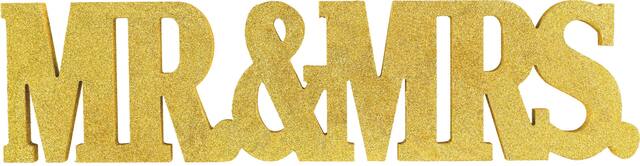 Bloc de lettres formant les mots « Mr » et « Mrs », paillettes dorées Front_Flat