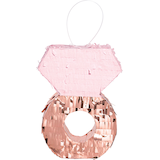 Mini pinata en forme de bague à diamant, or et rose Front_Flat