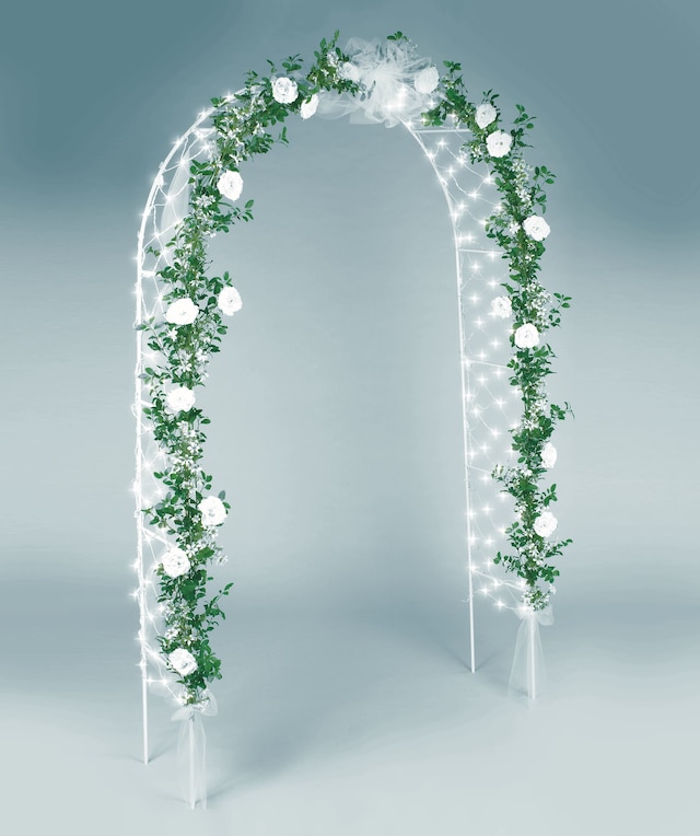 Light-Up Wedding Arch Decoration, White, 8-ft, 150 lights, for Wedding