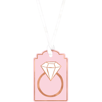 Diamond Ring Gift Wrapping Paper Tags, Rose Gold/Pink, 5-in, 25-pk, for Engagement/Bachelorette Front_Flat