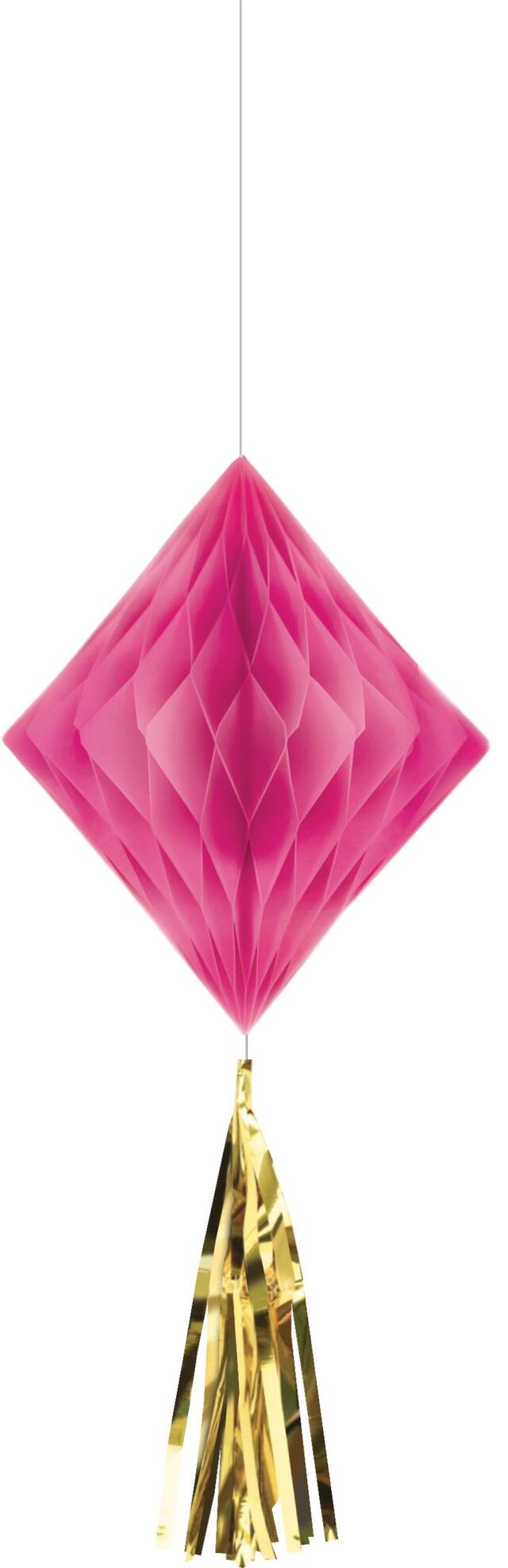 Metallic Gold and Pink It's a Girl Honeycomb Decorations, 3-pc Front_Flat