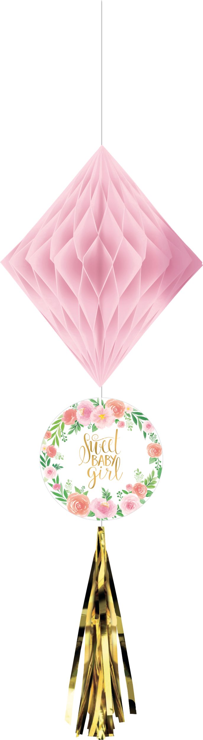 Mini Floral Baby Honeycomb Decorations with Tails, 3-pk Front_Flat