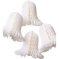 Honeycomb Wedding Bells Hanging Decorations, White, 8-in, 4-pk, for Wedding/Engagement/Bridal Shower