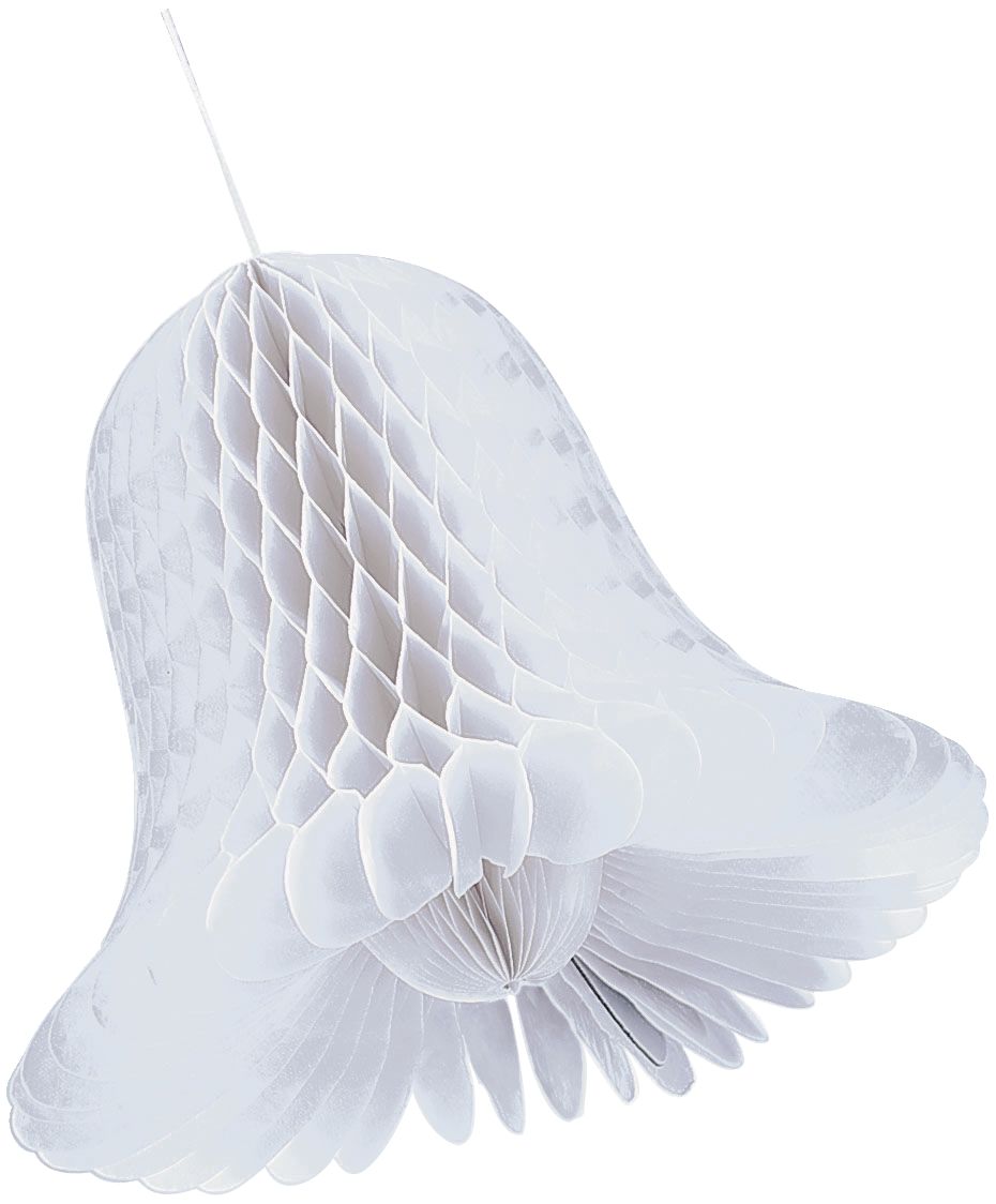 Honeycomb Wedding Bells Hanging Decorations, White, 8-in, 4-pk, for Wedding/Engagement/Bridal Shower Bottom_Plunge