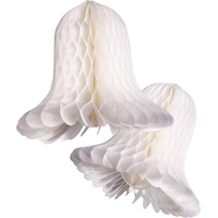 Honeycomb Wedding Bells Hanging Decorations, White, 9.5-in, 2-pk, for Wedding/Engagement/Bridal Shower Composite_or_Mixed