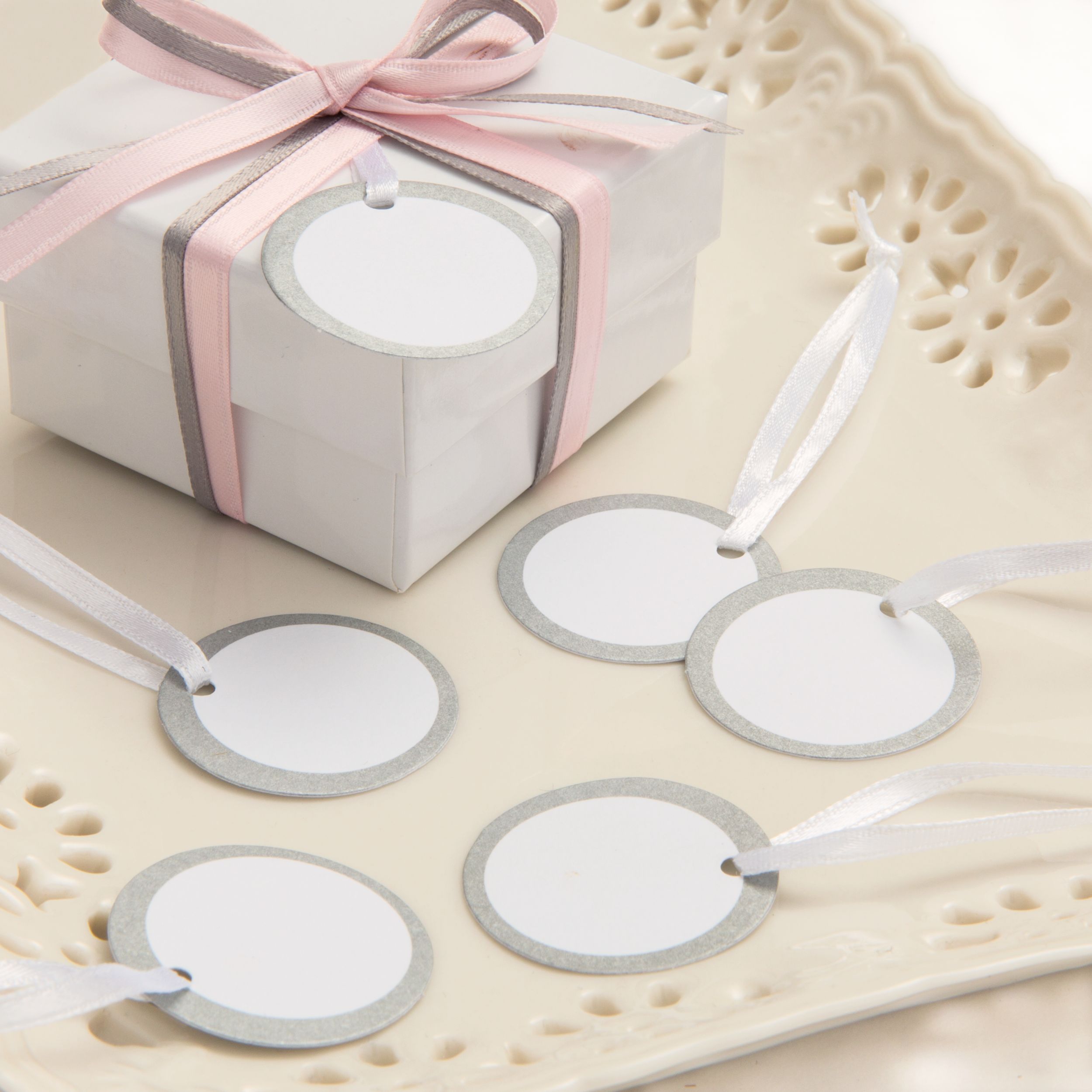 Round Silver Favour Tags, 24-pk Overhead_Plunge