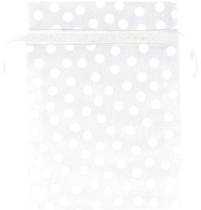 White Dot Organza Gift Bag, 24-pk Front_Flat