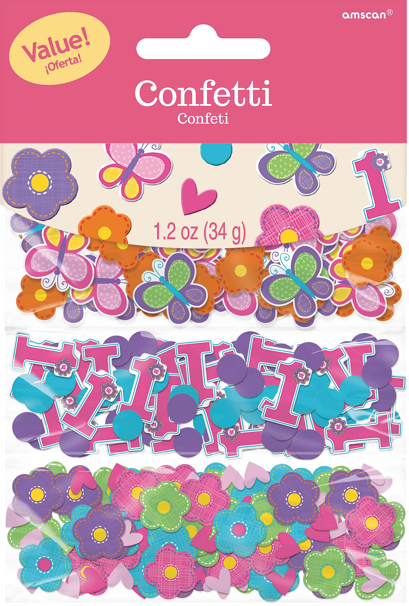 Sweet Girl 1st Birthday Confetti Front_Flat