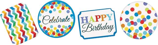 Rainbow Dot  Chevron Birthday Confetti Front_Flat