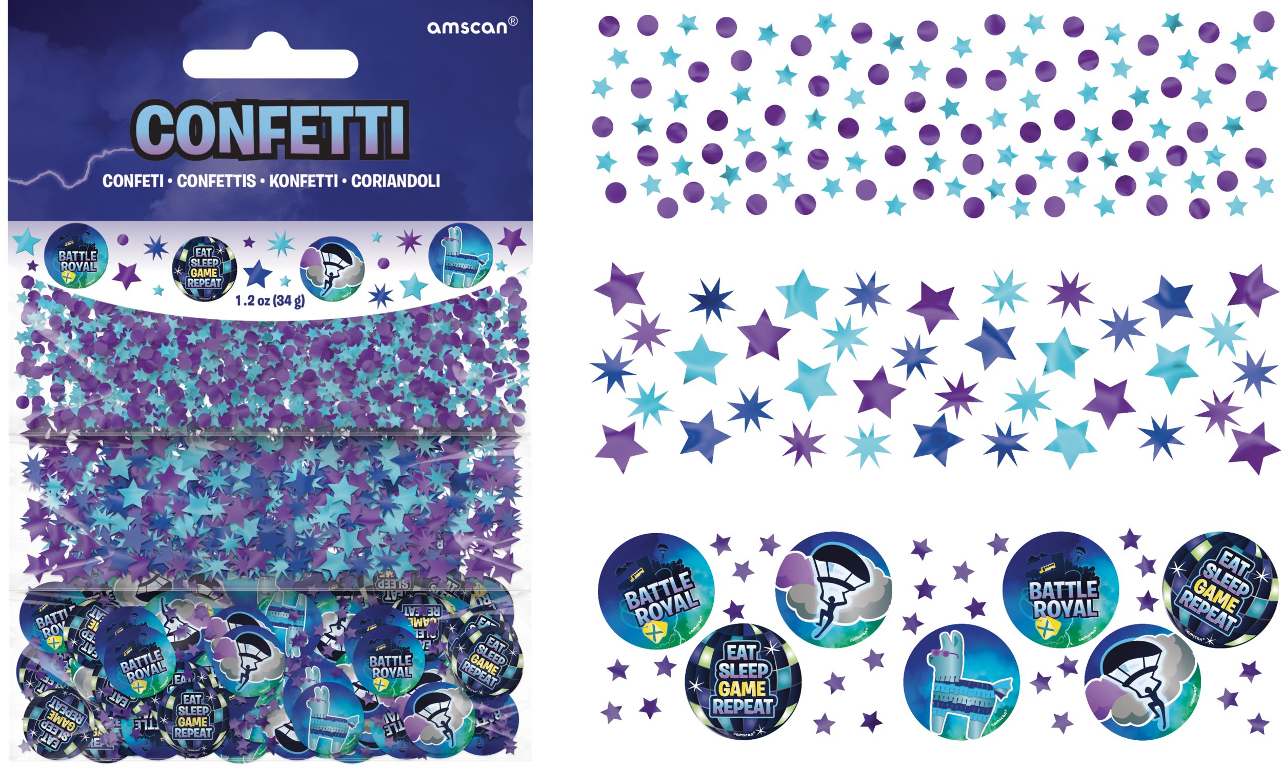 Battle Royal Stars & Circles Confetti Table Scatter Decoration, Purple/Blue, 1.2-oz, for Birthday Party Composite_or_Mixed